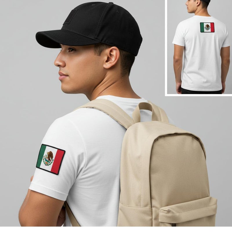 Graphic Dust 3.2x2 inches Mexico Flag & USA Flag Embroidered Iron On Patch Applique United States of America Mexican American Costume Uniform DIY Jean Jacket Logo Sign National Emblem - Image 3